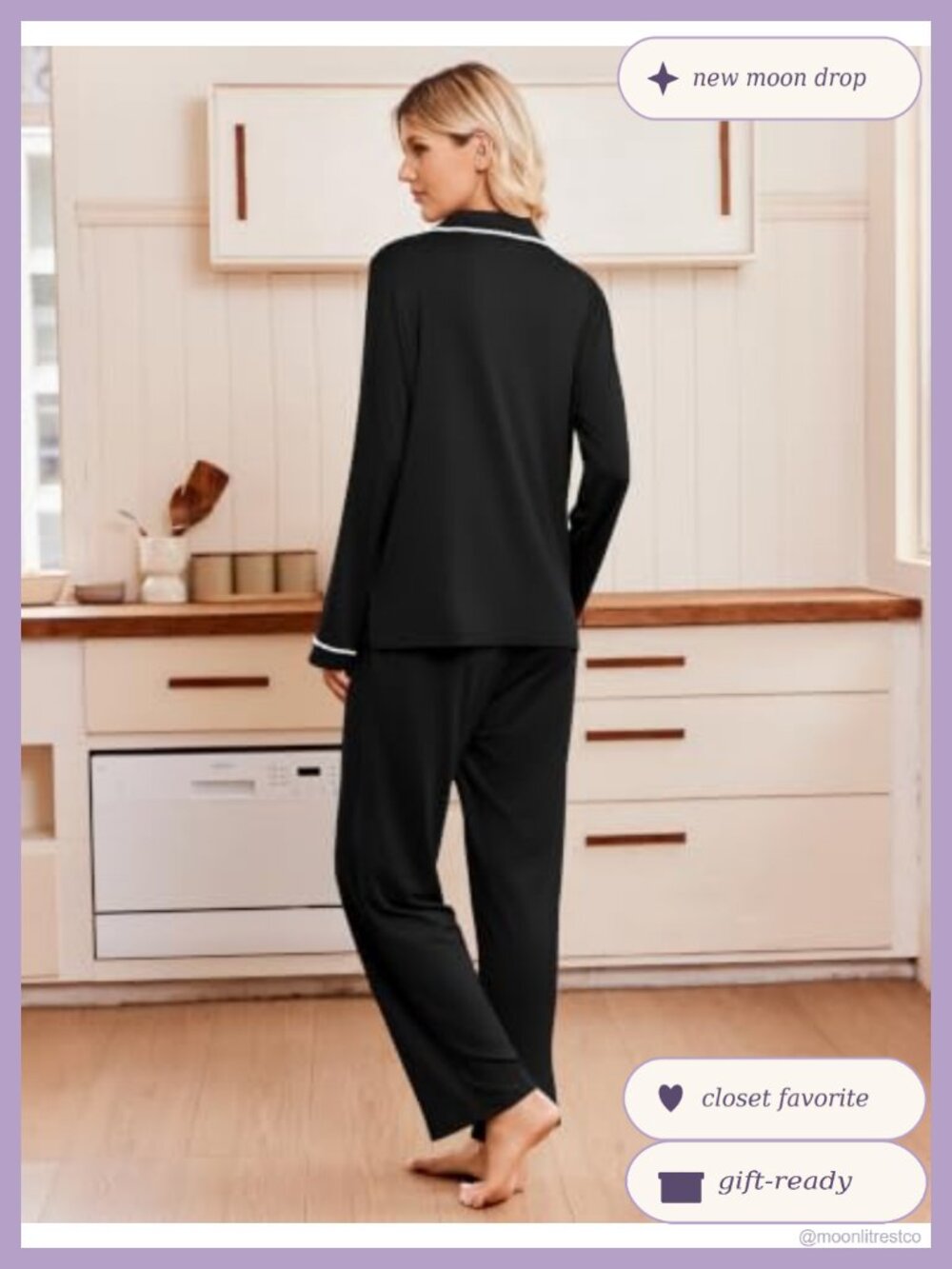 Ekouaer Women's Button Up Pajama Set Long Sleeve Pjs with Pockets - Picture 4 of 6
